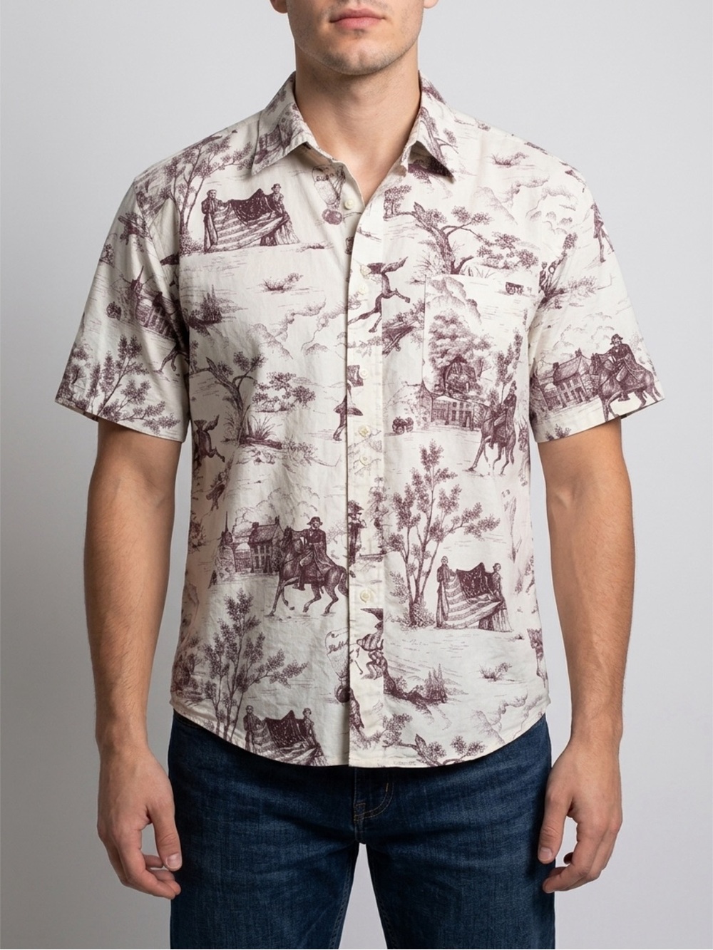 Vintage Tommy Hilfiger Revolution Toile Scene Button-Down Shirt – Size XL